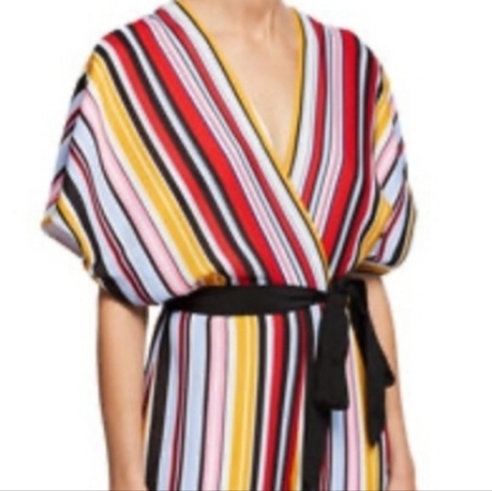 NWT Aidan By Aidan Mattox Marigold Striped Dolman Sleeves Jumpsuit - 0
